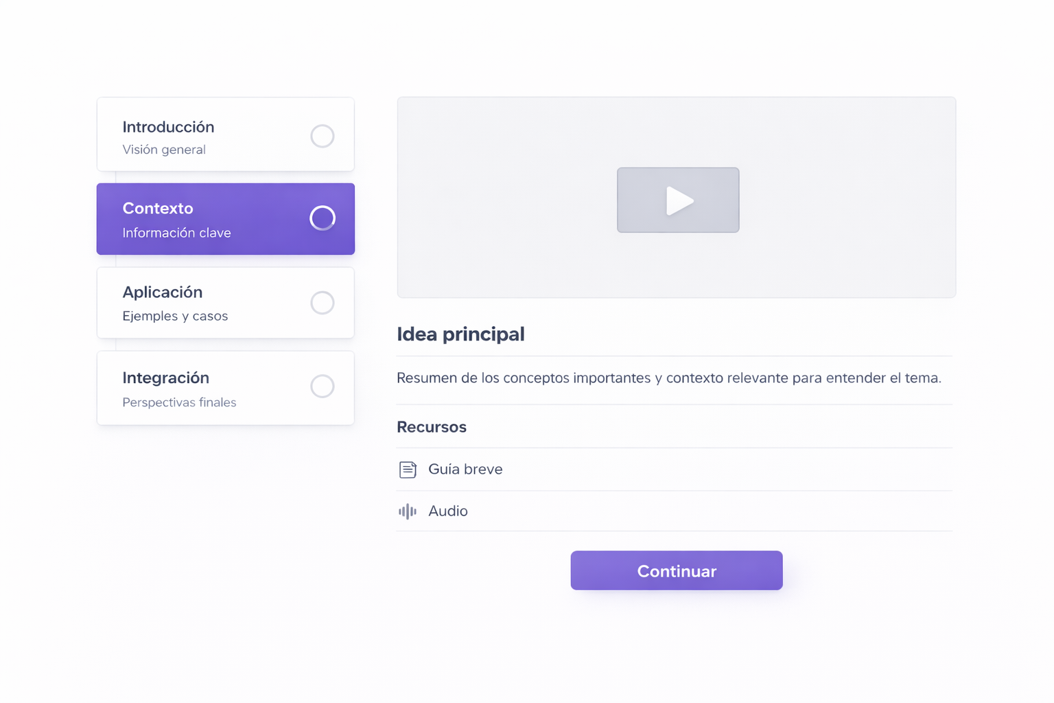 Ejemplo de estructura de contenido en Mindkyb
